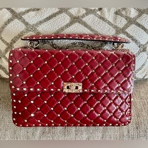 Valentino Rockstud Spike Flap Bag Quilted Leather Large.